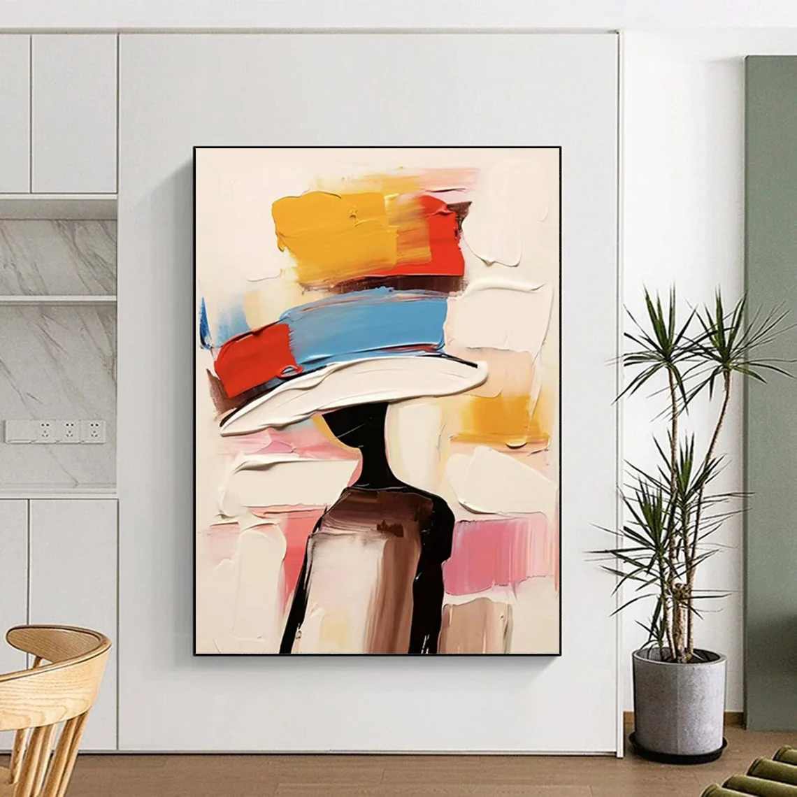 Figure Yellow Blocked oversized art for salon and spa